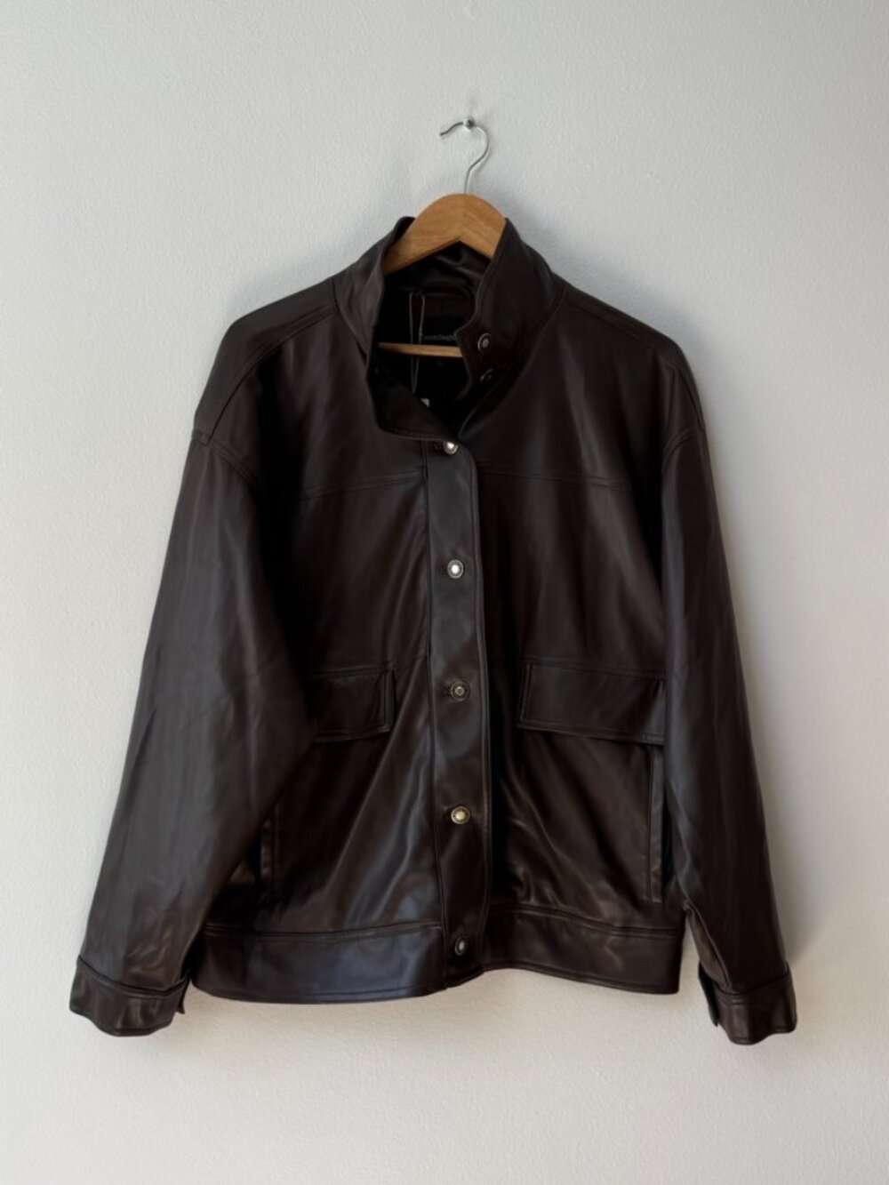 Favorite Daughter Margot Jacket Vegan Leather Espresso Size S
